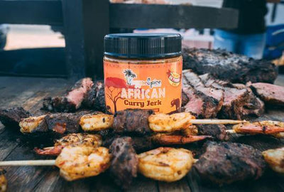 quick and easy african jerk marinade on kabobs