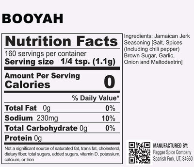 booyah jamaican seasoning nutrition facts