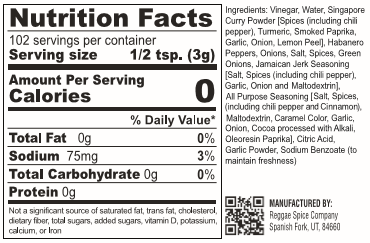 singapore curry jerk nutrition facts