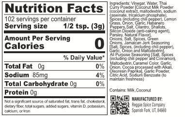 thai coconut curry jerk nutrition facts