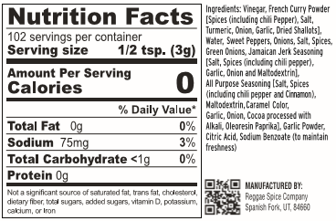 french indian curry jerk nutrition facts