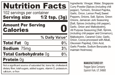 singapore curry jerk nutrition facts