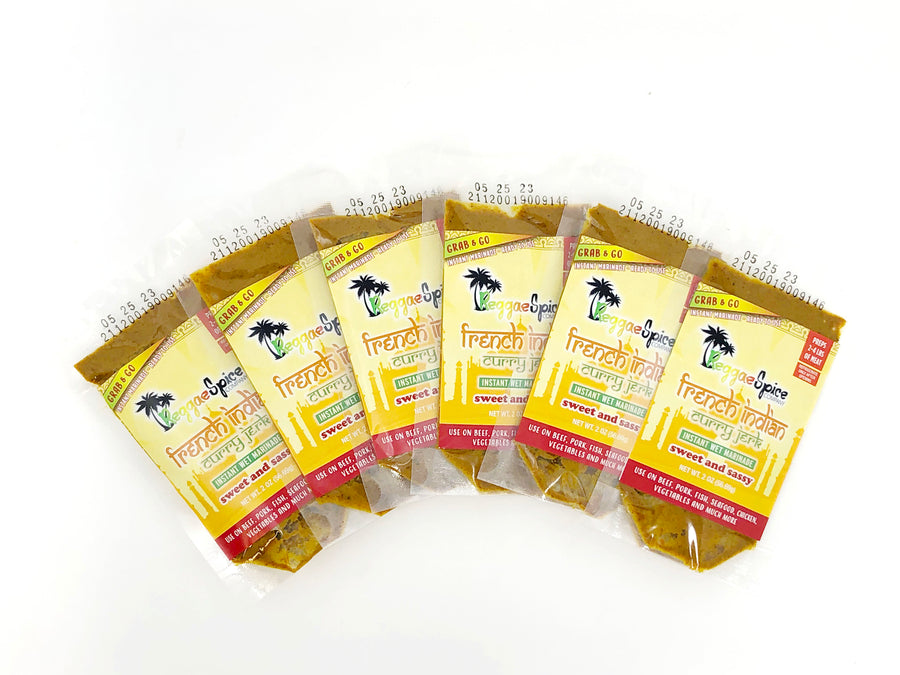 French Indian Curry Jerk Grab and Go Pouch - Pack of 6 - Reggaespice