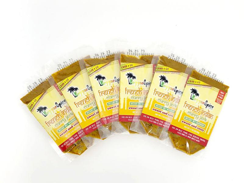 French Indian Curry Jerk Grab and Go Pouch - Pack of 6 - Reggaespice